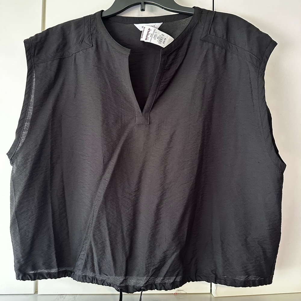 🖤 Nine West XL Black Relaxed Fit Drawstring Hem Blouse NWT